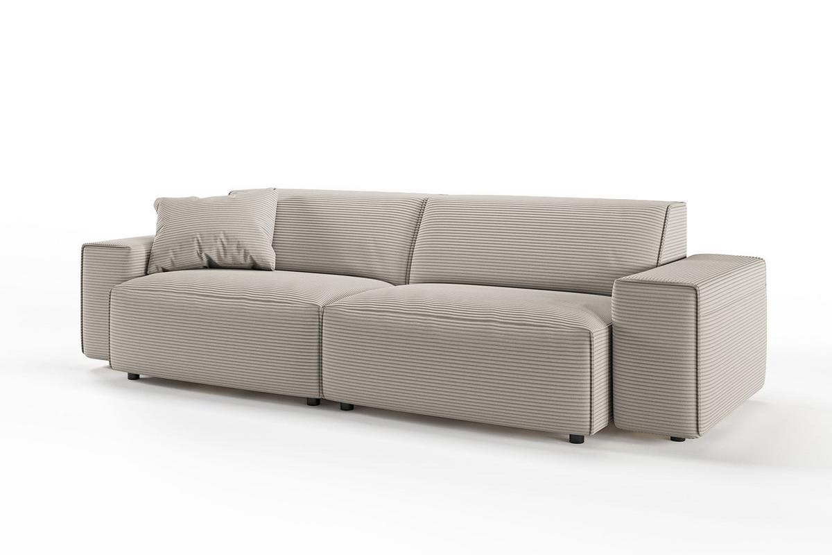 SOFA RANI Steingrau Cord - Schwarz/Grau, Kunststoff/Textil (256/71/101cm) - KAWOLA