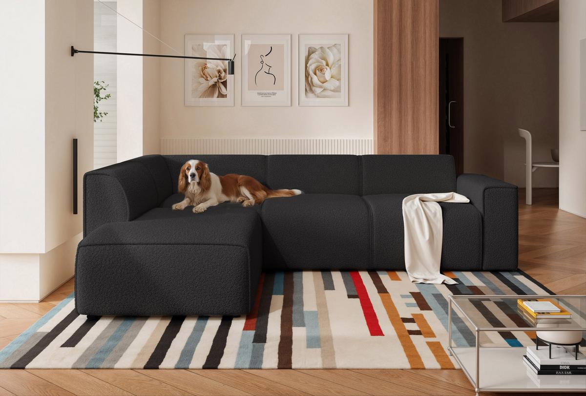 ECKSOFA ZAVO Links Feiner Mischstoff in Anthrazit - Anthrazit, Kunststoff/Textil (310/218cm) - Idohome