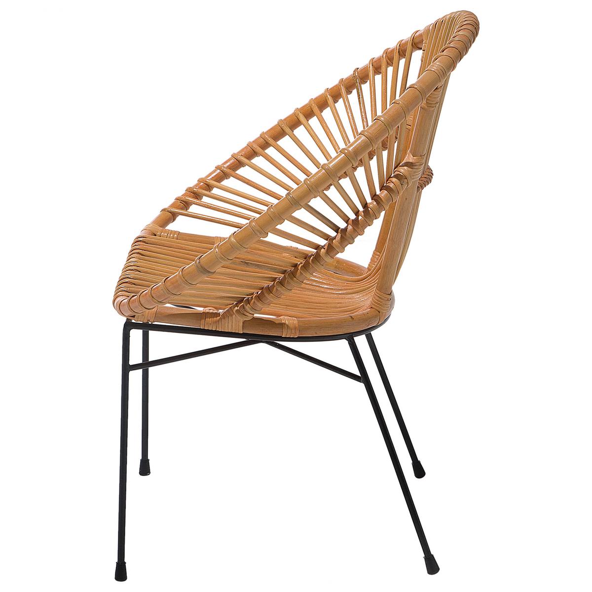 RATTANSTUHL Rattan Beige Sarita - Beige, Naturmaterialien/Metall (70/80/48cm) - Beliani
