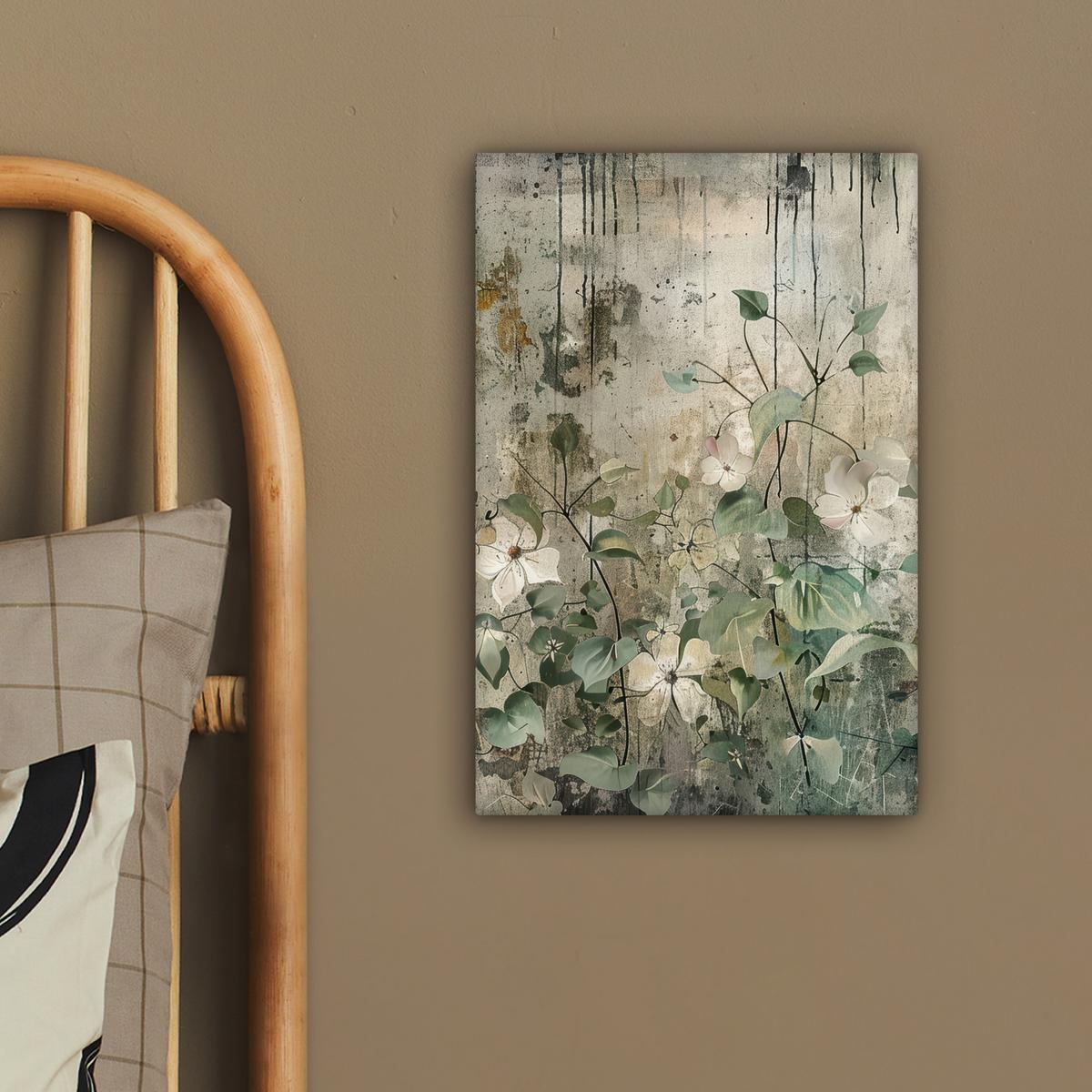 LEINWANDBILD Blumen - Blätter - Abstrakt - Modern Deko Wohnzimmer 20x30 cm - Grau, Textil (20/30cm) - MuchoWow