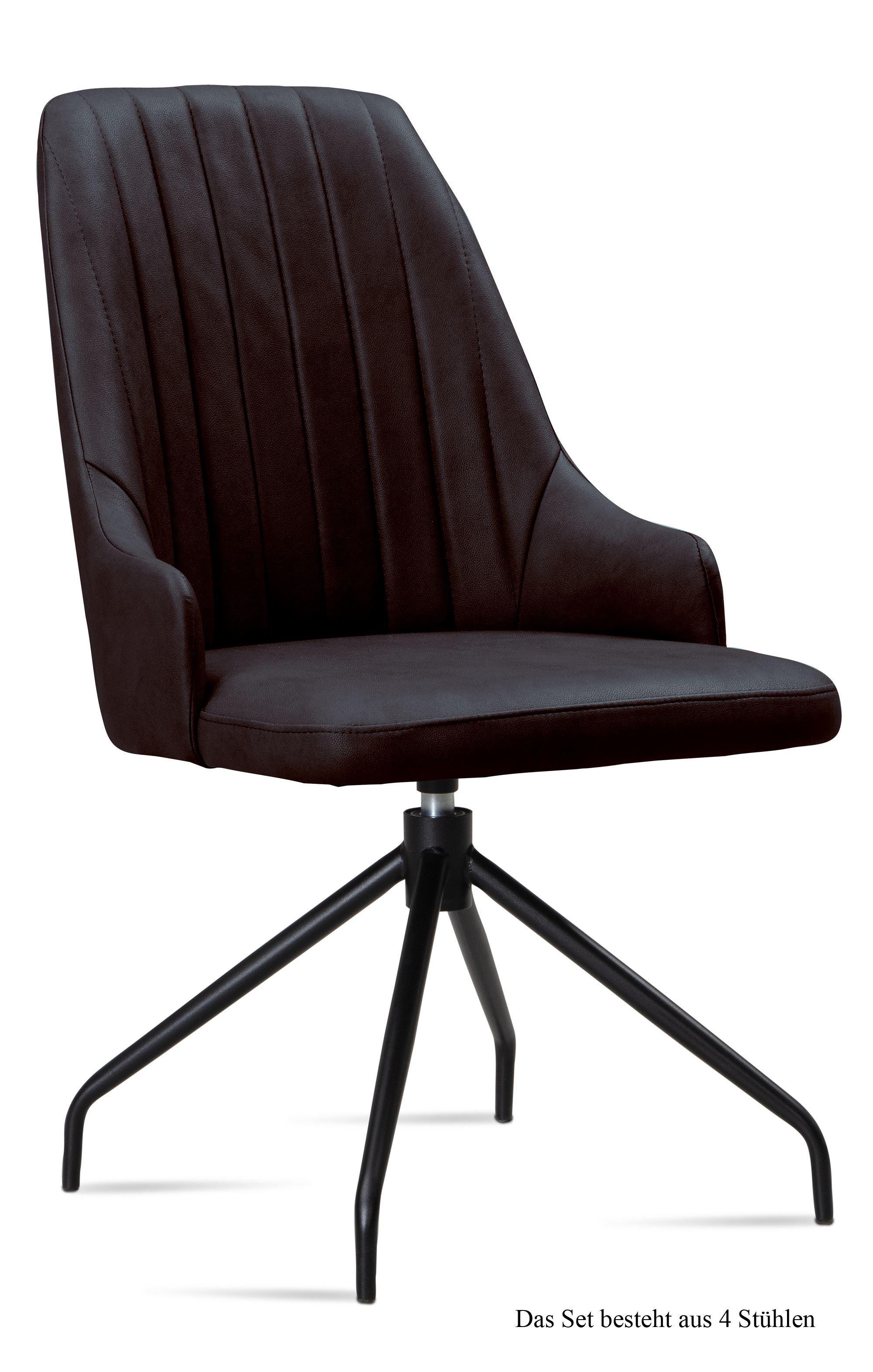 ESSZIMMERSTUHL drehbar (4er-Set) Doreen 52x91x60 Schwarz/Espresso - Dunkelbraun/Schwarz, Kunststoff (60/91/52cm) - 58aufmkessel