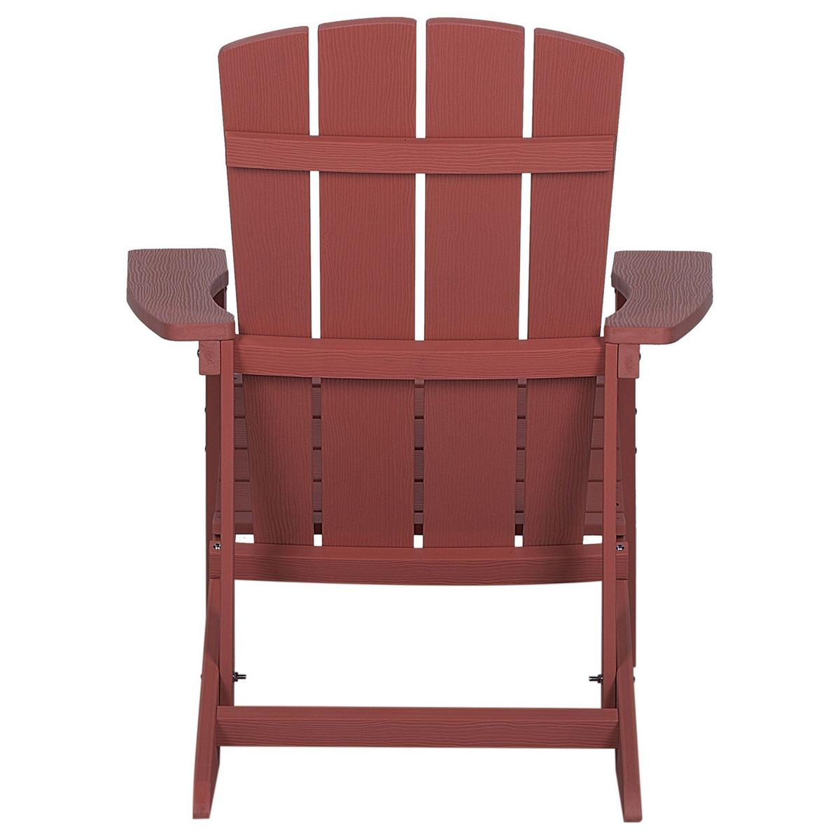 GARTENSTUHL mit Fußhocker Kunstholz rot Adirondack - Rot, Kunststoff (75/88/88cm) - Beliani