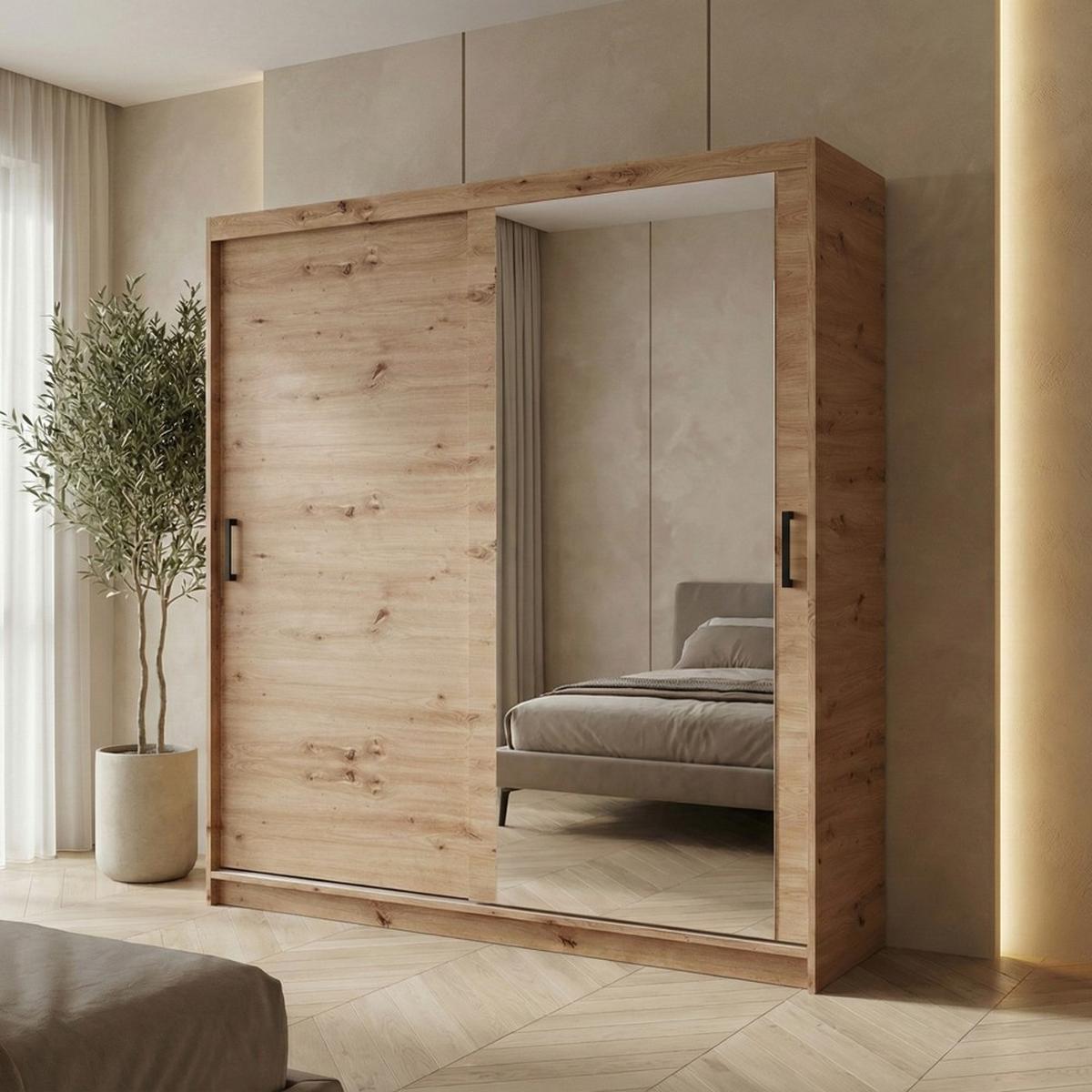 SCHWEBETÜRENSCHRANK Hela mit 2 Türen und Schubkasteneinsätzen, 180 cm, eiche Artisan - Eiche Artisan, Holzwerkstoff (180/205/60cm) - Beautysofa