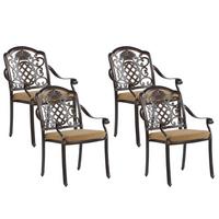 GARTENSTUHL 4er-Set Aluminium dunkelbraun Salento - Dunkelbraun, Metall (69/93/53cm) - Beliani