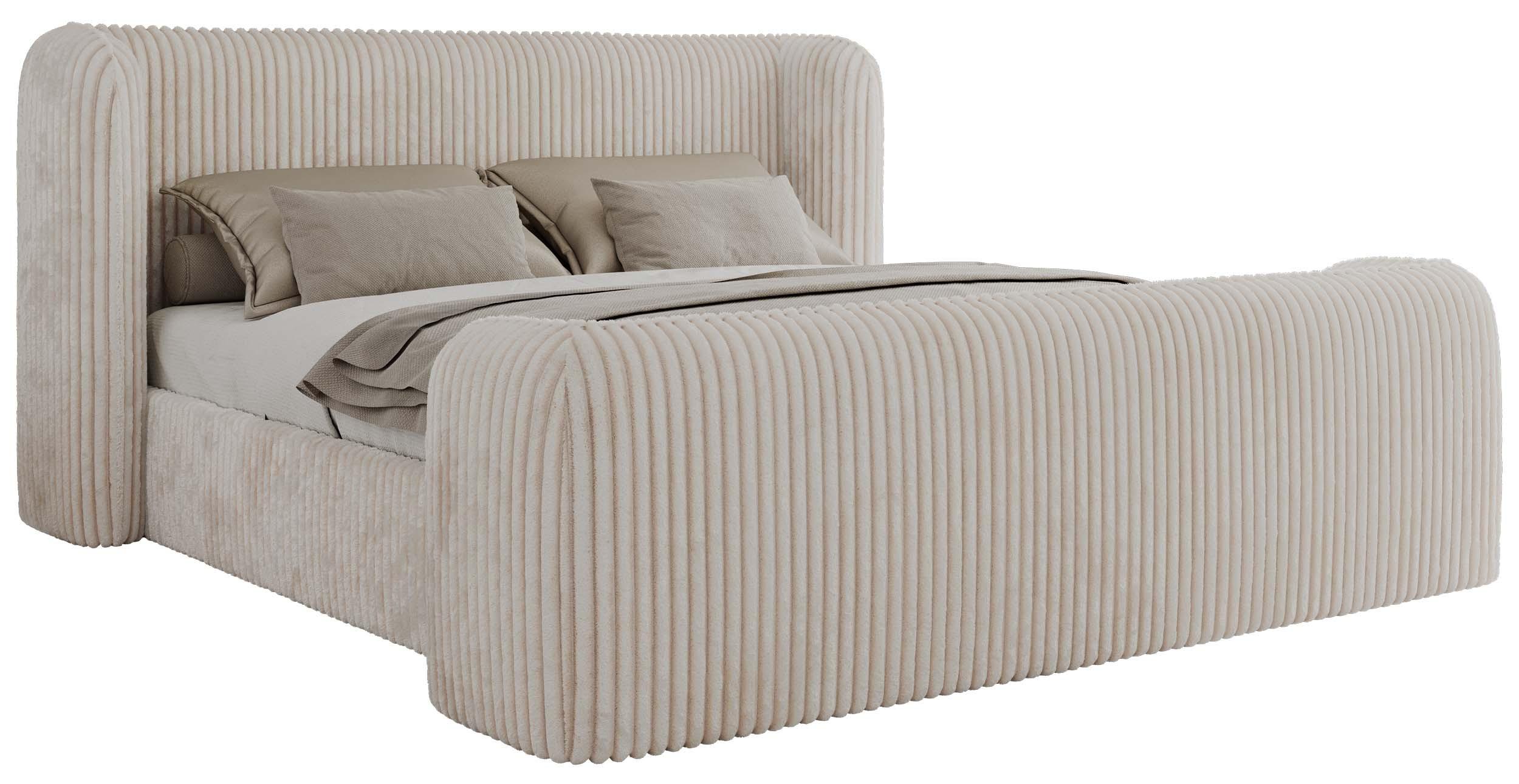 POLSTERBETT EMORA CLASSIC DUO 140/200 - Beige Cord - ohne Matratze - Beige, Textil (140/200cm) - MKS