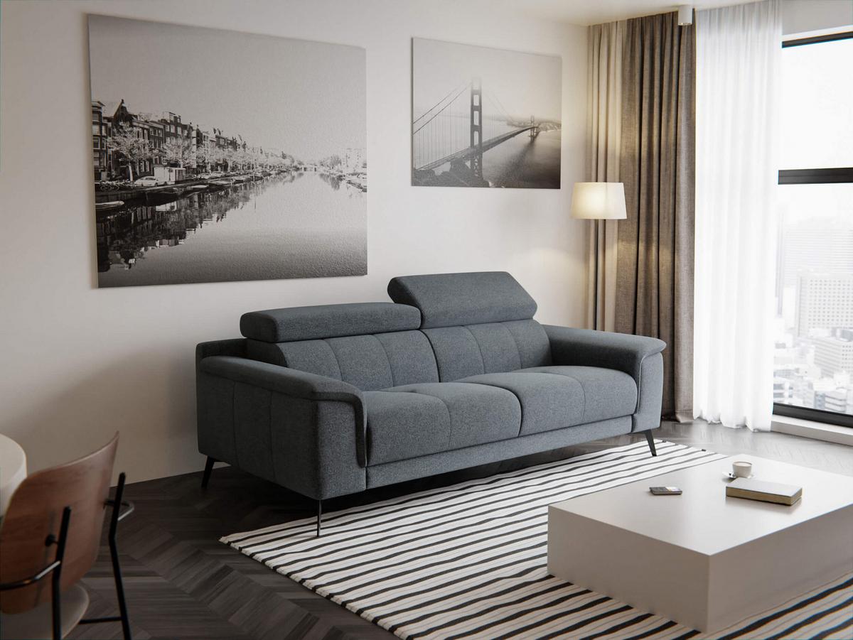 SOFA FIERO 3-Sitzer, dunkelgrau - Dunkelgrau/Schwarz, Holzwerkstoff/Textil (212/82/103cm) - Wozimo