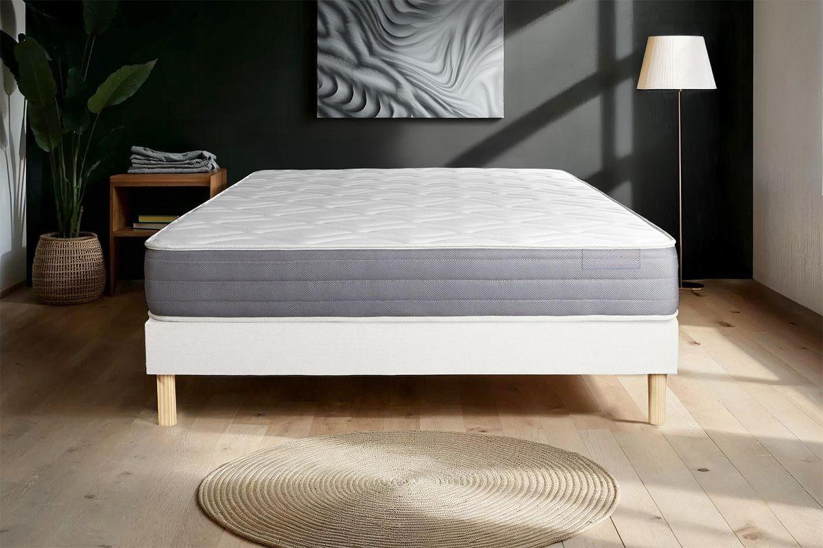 BETT Actimemo dream Memory-Schaum 80 x 200 cm h2 - Kit Bettgestell Weiß - Beige/Weiß, Karton/Holz (80/200cm) - ACTISOM