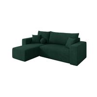 ECKSOFA mit Schlaffunktion Ottomane Links SENO-L 249x139x85 Grün Velours - Schwarz/Grün, Holzwerkstoff/Kunststoff (249/139cm) - ALTDECOR