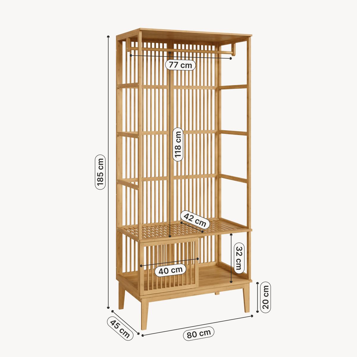 GARDEROBENSTÄNDER Vemb - Naturfarben, Holz (80/185/45cm) - [en.casa]