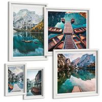 BILDER SET 5er Set - 50x50 cm & 20x30 cm & 40x60 cm Weißer Rahmen - Ansichten von Griechenland, Łódź, Häuser - Weiß, Kunststoff (40/60cm) - TULUP