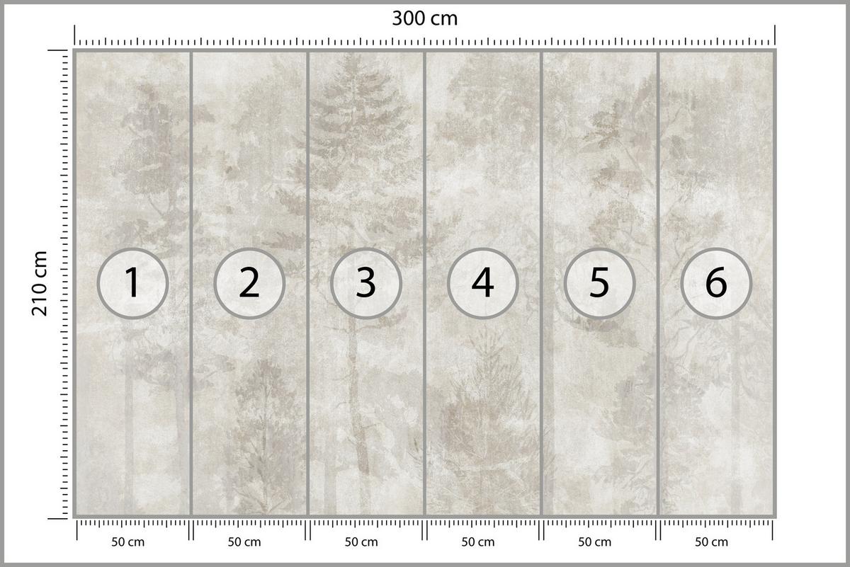 FOTOTAPETE für Wohnzimmer Boho Abstraktion Wald Bäume Beton Vintage 300x210 - Beige, Papier (300/210cm) - Muralo
