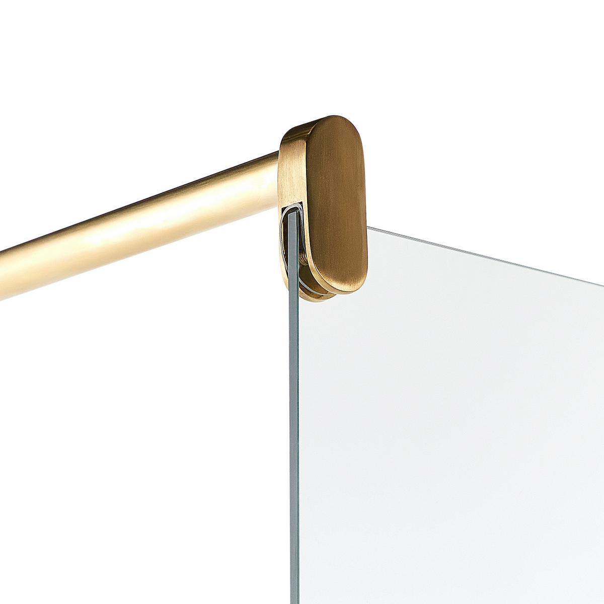 DUSCHWAND 90/190 cm Gold Ahaus - Transparent/Goldfarben, Glas (90/190cm) - Beliani