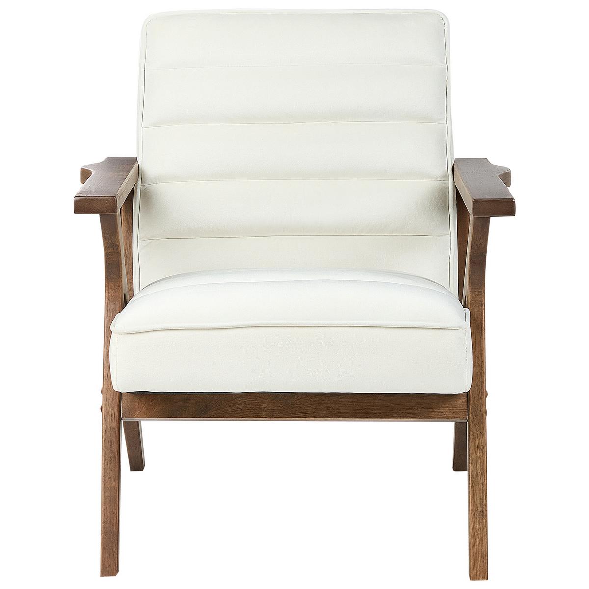 SESSEL Cremeweiß Kisa - Dunkelbraun/Weiß, Textil (74/84/80cm) - Beliani