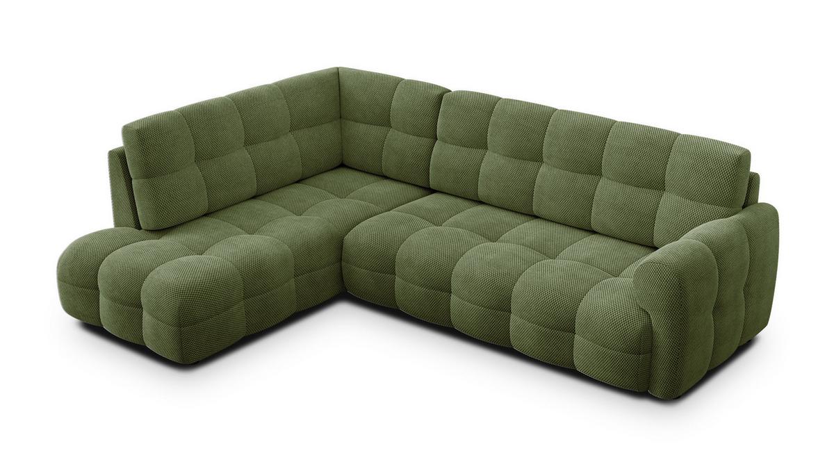 ECKSOFA MELLOW 5-Sitzer, olive - Schwarz/Grün, Holz/Textil (283/191cm) - Wozimo