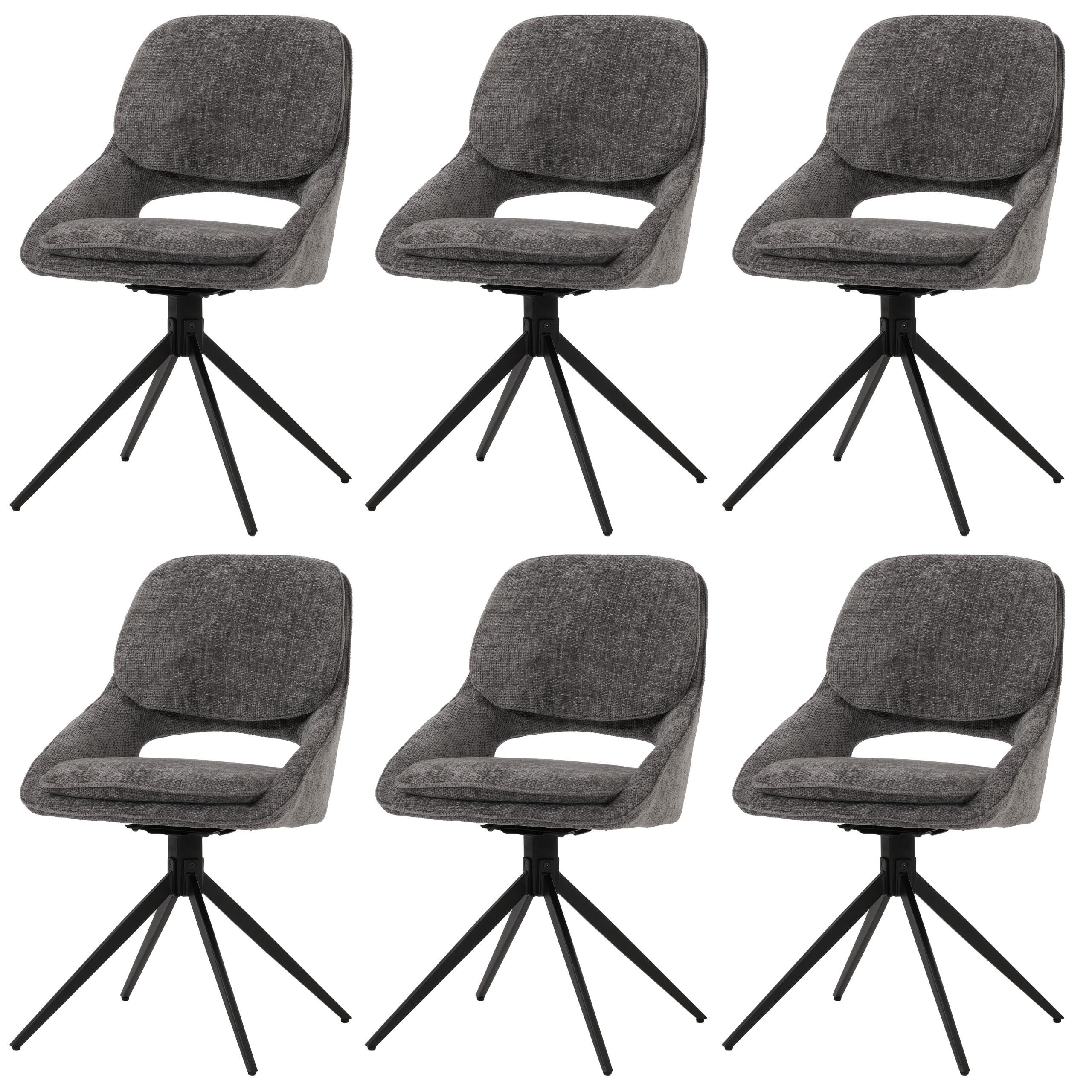 ESSZIMMERSTUHL Grau 6er-Set - Dunkelgrau/Grau, Textil (55/87/55cm) - MCW