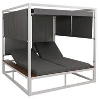 LOUNGE-GARTENLIEGE M63B Weiß, Grau - Weiß/Grau, Metall (200/200/200cm) - MCW
