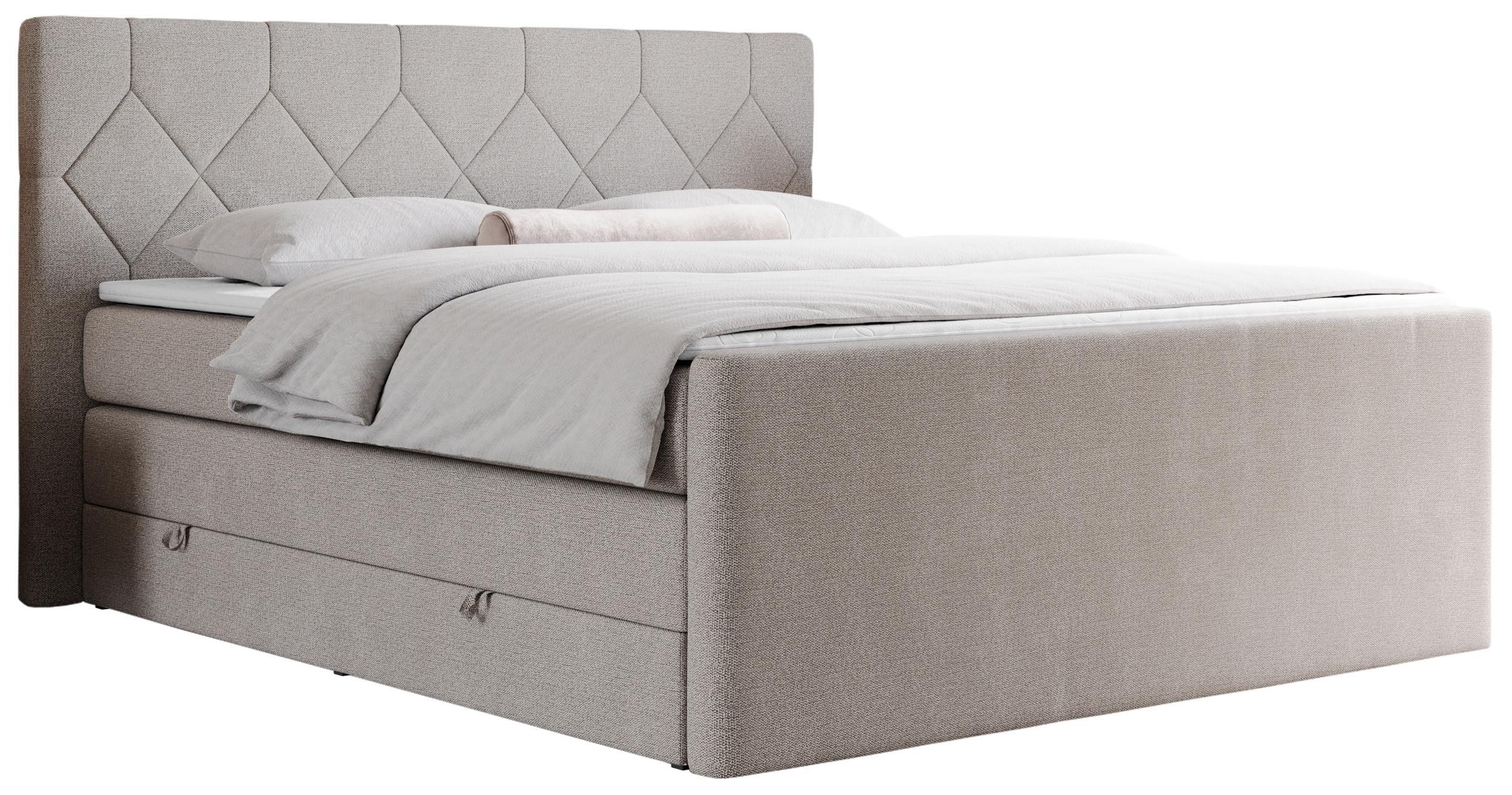 BOXSPRINGBETT KING EIGAR 140/200 Beige Struktur - H3 - Beige, Holz/Textil (140/200cm) - MKS