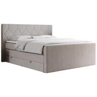 BOXSPRINGBETT KING EIGAR 140/200 Beige Struktur - H3 - Beige, Holz/Textil (140/200cm) - MKS