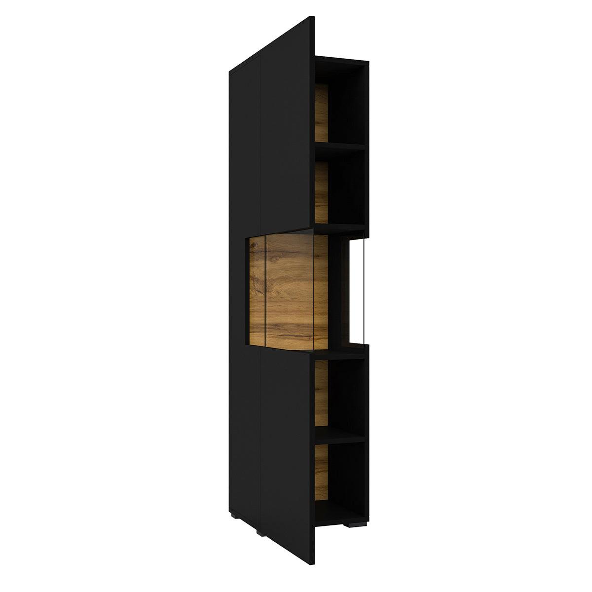 VITRINE Glora Schwarz und Holz - Schwarz, Holzwerkstoff (36/140/30cm) - Petits-meubles