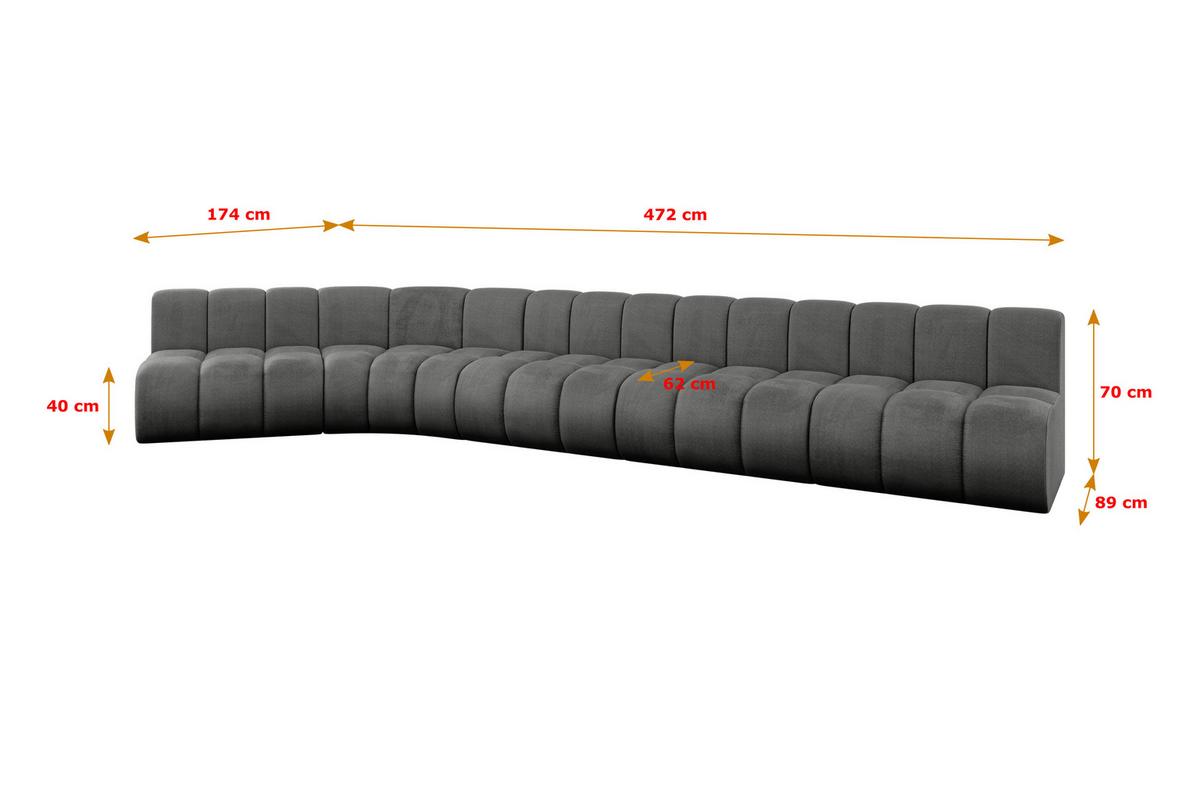 ECKSOFA modulares Sofa Montra-L3 - 472x174x70 cm Dunkelgrau - Dunkelgrau, Holzwerkstoff/Textil (472/174cm) - ALTDECOR
