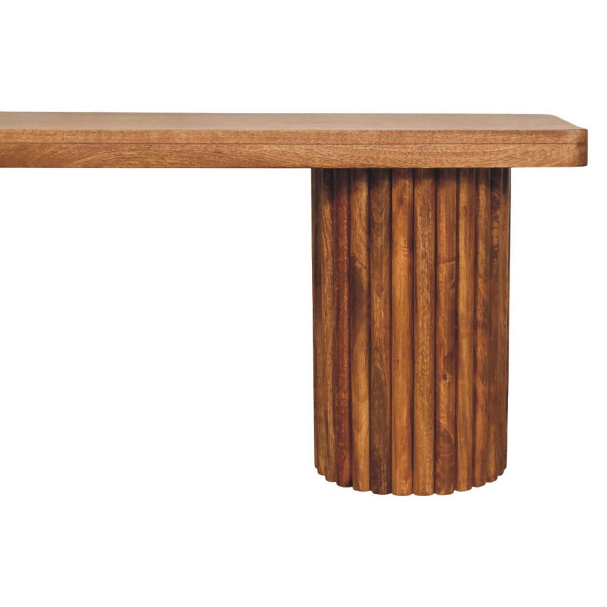 SITZBANK mit Amber-Eichen-Finish, 2 zylindrische kannelierte Basen, warmbraun - Braun, Holz (110/45/35cm) - Artisan Furniture