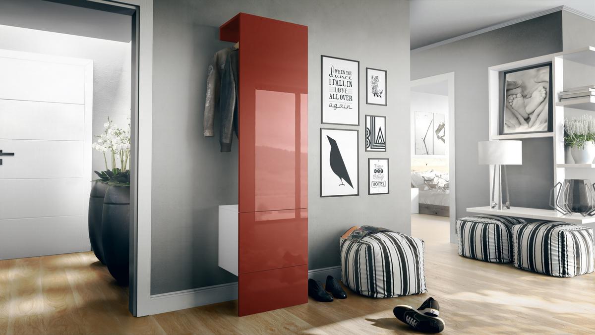 GARDEROBE Carlton Paneel in Bordeaux Hochglanz - Bordeaux, Holzwerkstoff (52/193/35cm) - Vladon