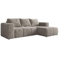 ECKSOFA MONIVA Hellgrau Plüsch - Rechts - Hellgrau/Schwarz, Kunststoff/Textil (266/164cm) - MKS