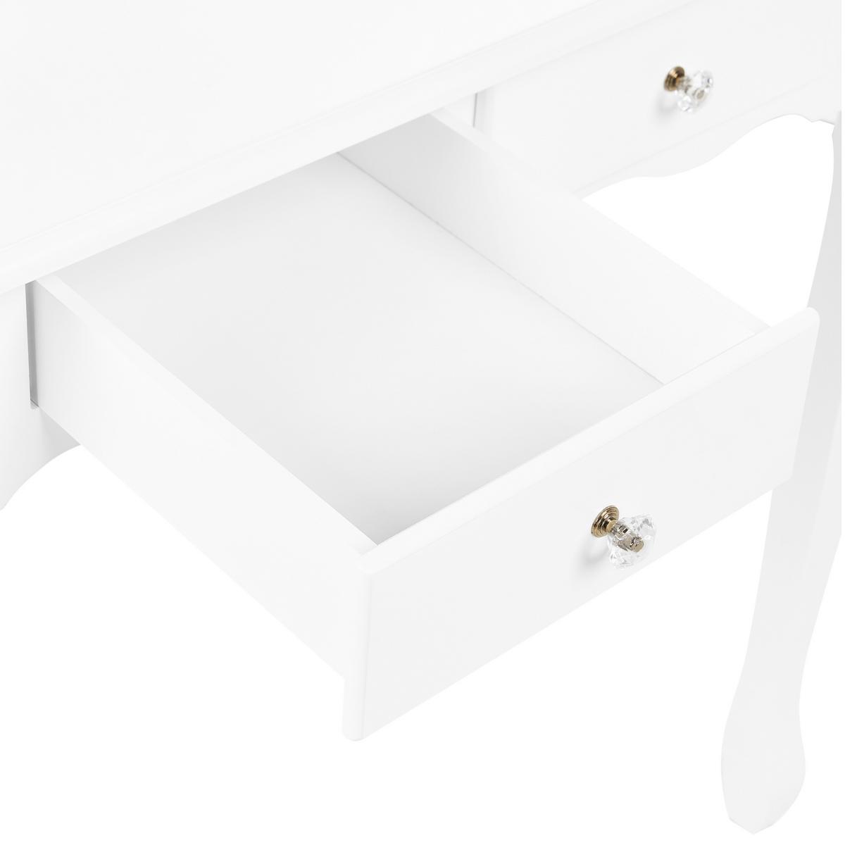 SCHMINKTISCH mit Spiegel und Hocker Weiß Amour - Weiß, Holzwerkstoff (70/139/40cm) - Beliani