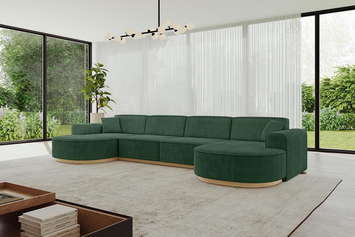 WOHNLANDSCHAFT MARI-U2-v2 - 388x171x83 cm Grün Cord - Grün, Holzwerkstoff/Textil (388/83/171cm) - ALTDECOR