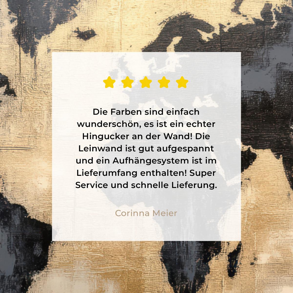 LEINWANDBILD Weltkarte - Gold - Schwarz - Abstrakt Gemälde 60x40 cm - Kupferfarben, Textil (60/40cm) - MuchoWow