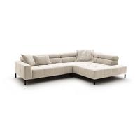 ECKSOFA MIT MOTORISCHEM SITZVORZUG OHIO Weiß Cord Relaxfunktion - Schwarz/Weiß, Textil/Metall (311/219cm) - KAWOLA