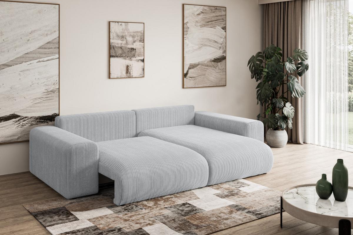 ECKSOFA Ottomane rechts ESKAR-L 266x176x72 Grau Cord - Schwarz/Grau, Holzwerkstoff/Kunststoff (176/266cm) - ALTDECOR