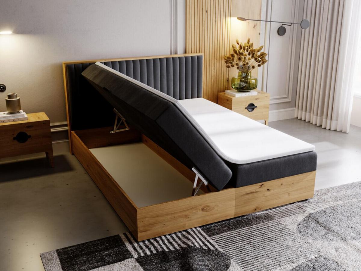 BOXBETT Forest 160x200 Anthracite - Anthrazit, Holz/Textil (160/200cm) - Graingold