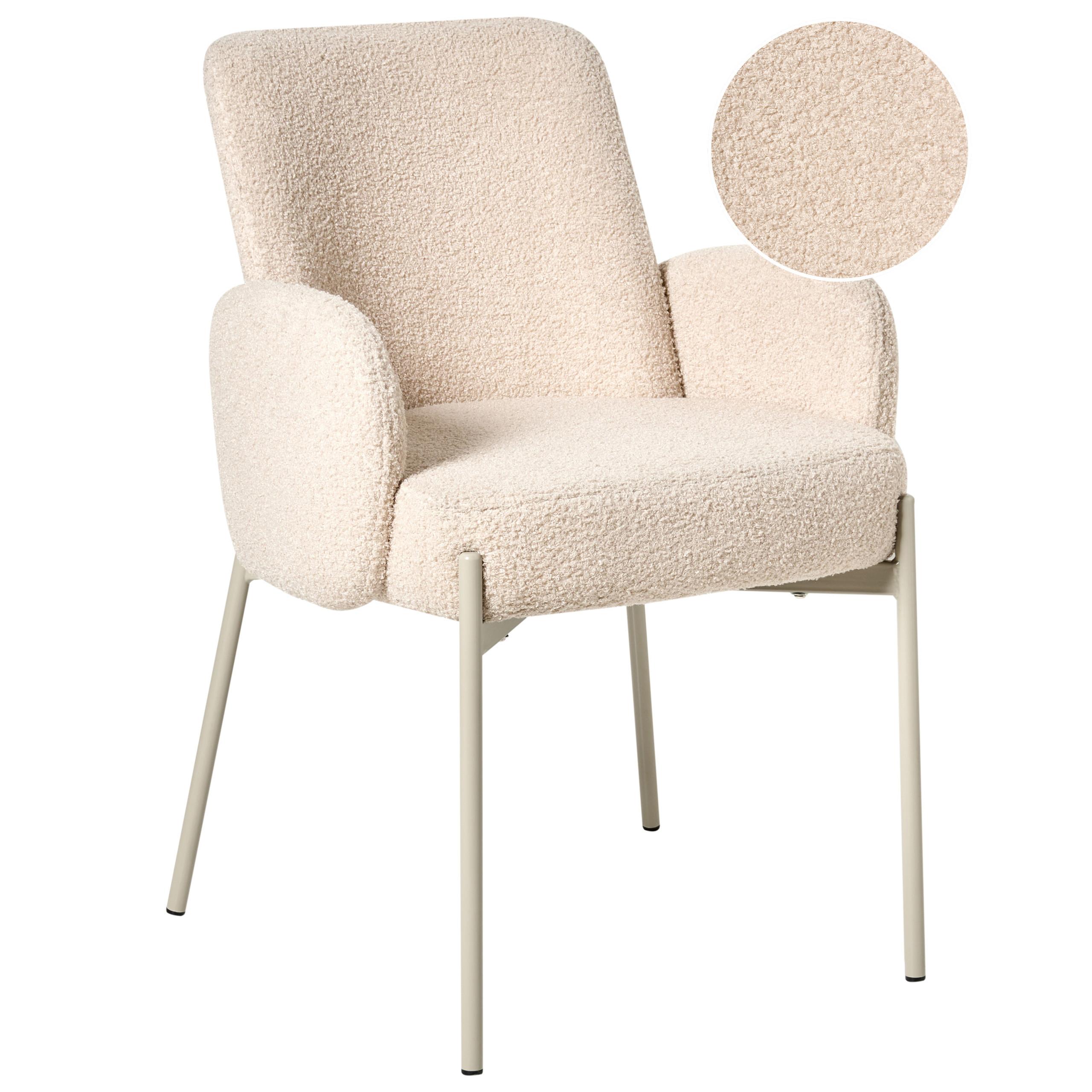 ESSZIMMERSTUHL Bouclé Hellbeige Magee - Beige, Textil (56/86/57cm) - Beliani