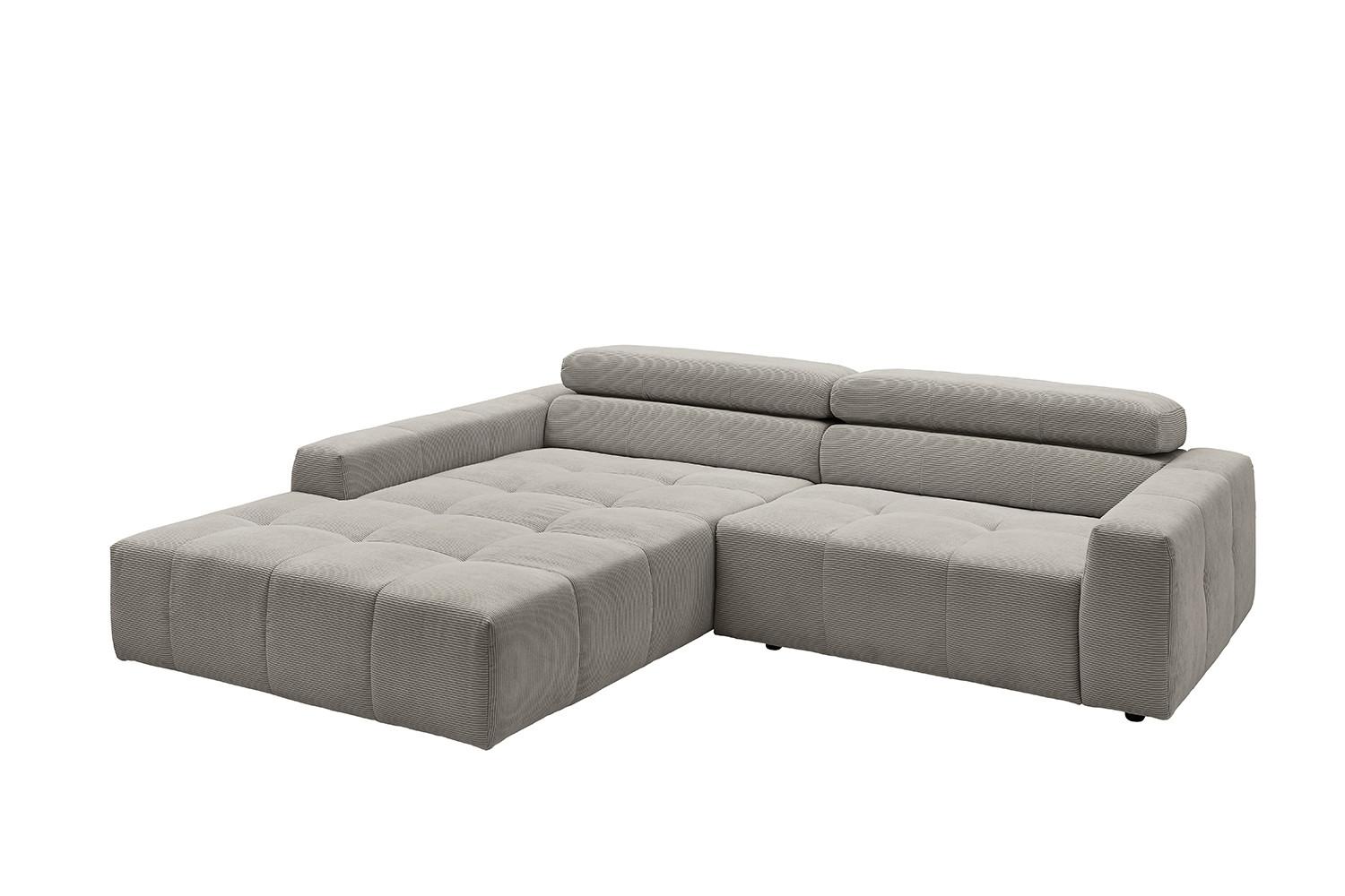 ECKSOFA RENO Grau Cord - Schwarz/Grau, Kunststoff/Textil (258/217cm) - KAWOLA