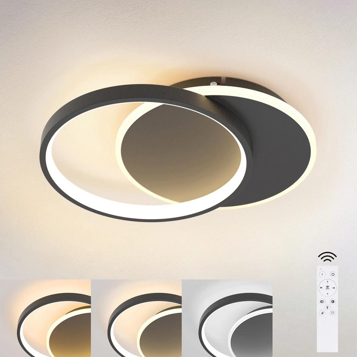 LED-DECKENLEUCHTE Gemini 41/30/6 cm - Schwarz, Metall (40/30/6cm) - ZMH