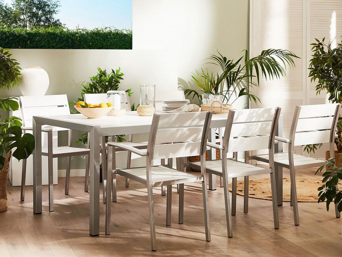 GARTENTISCH Aluminium weiß 180/90 cm Vernio - Weiß, Metall (180/90/76cm) - Beliani