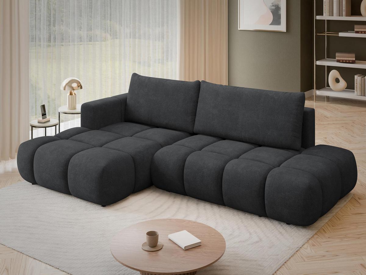 ECKSOFA Soffi, Seite: Links - Dunkelgrau/Schwarz, Holz/Kunststoff (283/166cm) - MIRJAN24