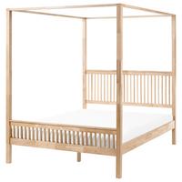 HIMMELBETT 160/200 cm Hellbraun Harfleur - Hellbraun, Holz (160/200cm) - Beliani