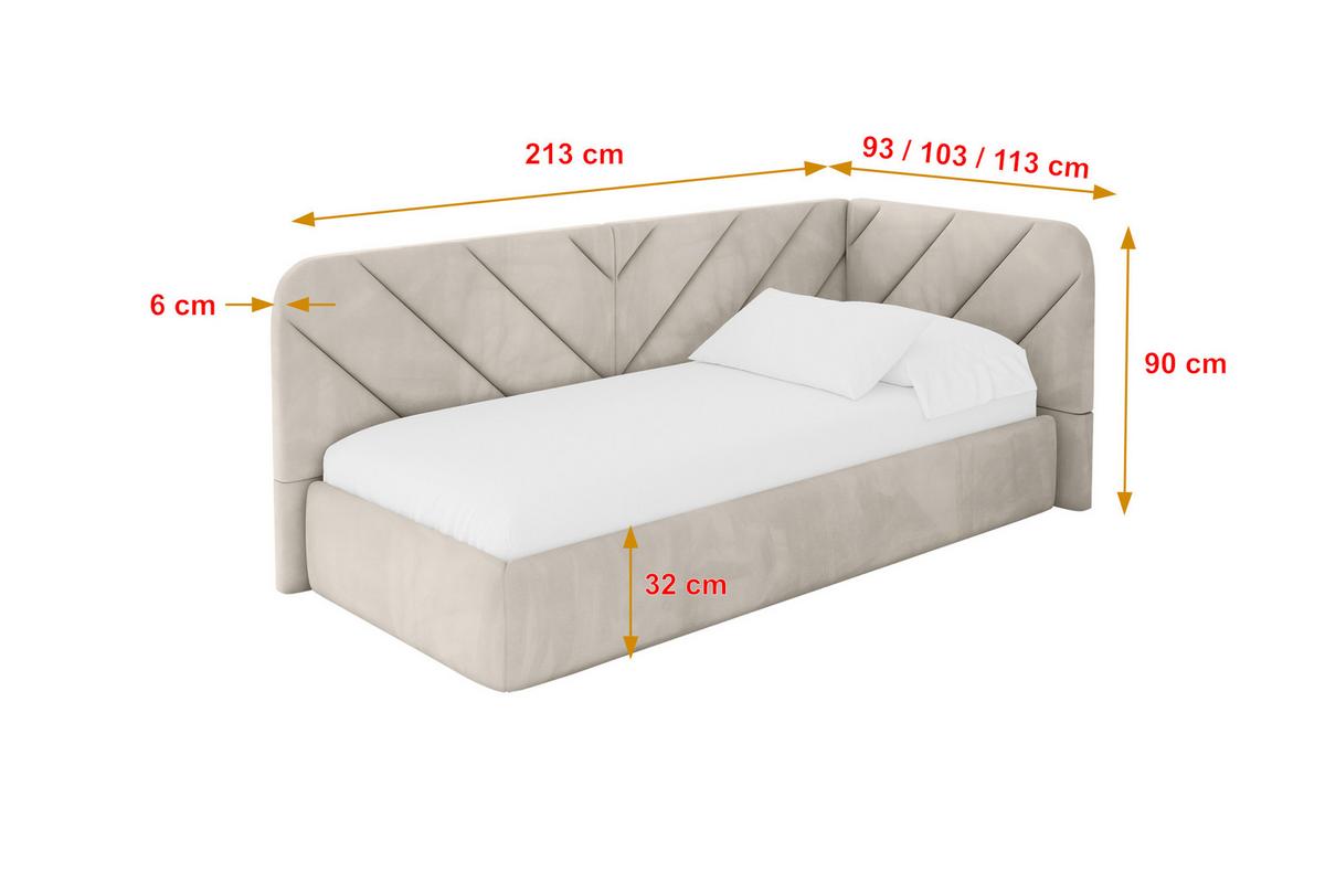 EINZELLBETT Jugendbett mit Bettkasten und Matratze H3/H4, Links - FIKY 80x200 Beige - Ecru/Beige, Holzwerkstoff/Textil (80/200cm) - ALTDECOR