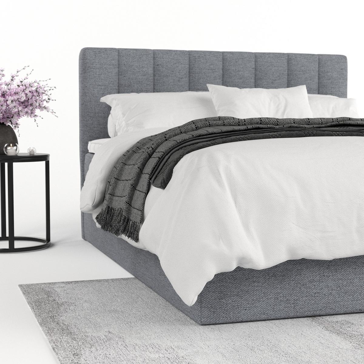 BOXBETT Lusso 160/200 cm Grau im Neve Stoff - Schwarz/Grau, Holz/Holzwerkstoff (160/200cm) - AltaBeds