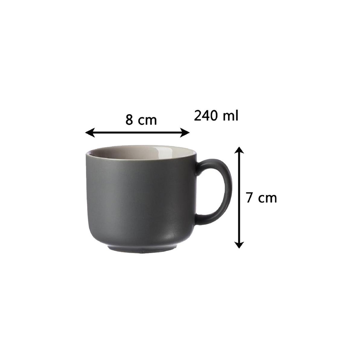 KAFFEETASSE MIT UNTERTASSE Jasper Grau 240 ml - Grau, Keramik (15/9/15cm) - Ritzenhoff Breker