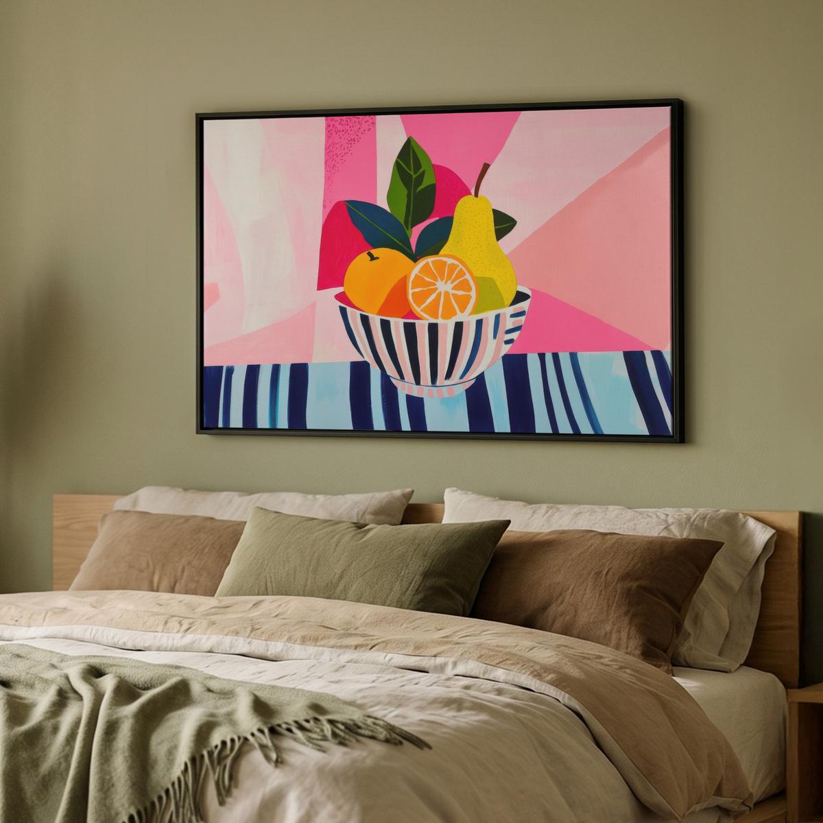 LEINWAND Bilder mit Rahmen - Obst - Abstrakter Hintergrund - Rosa - 90x60 - Pink, Textil (90/60cm) - MuchoWow