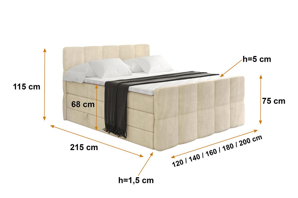 BOXSPRINGBETT mit Matratze und Lattenrost - LIRO-Z KING-140x200 - Beige Monolith - Beige, Holzwerkstoff (140/200cm) - ALTDECOR