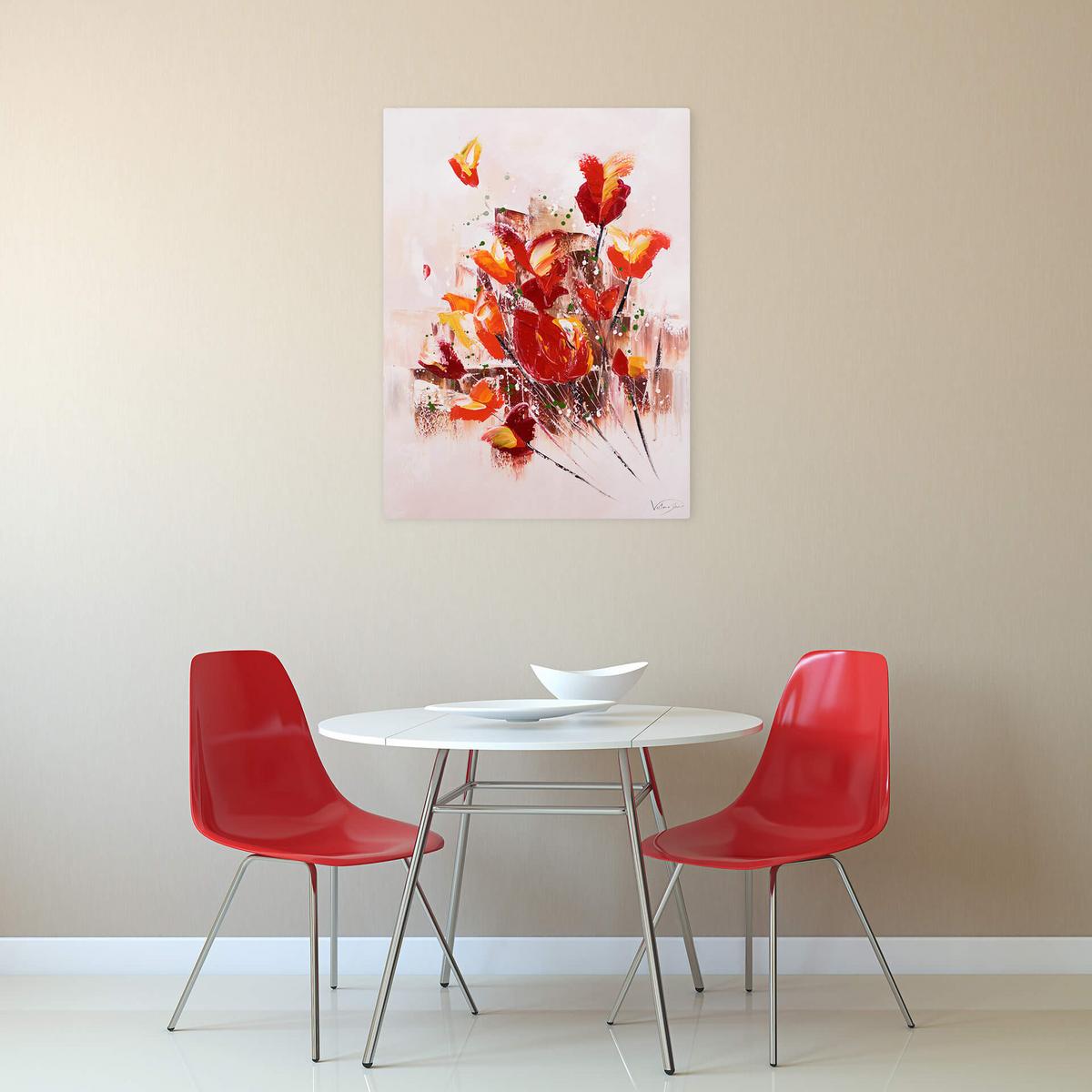 ACRYLBILD HANDGEMALT 60/80 cm - Rot, Holz/Textil (60/80cm) - KUNSTLOFT