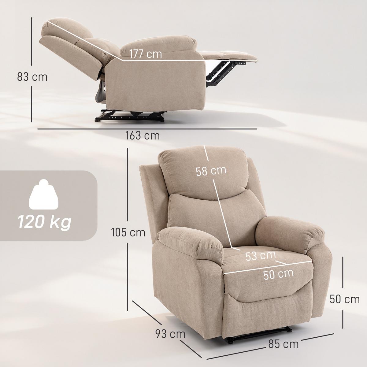 RELAXSESSEL Polyester Beige - Beige/Schwarz, Textil/Metall (85/105/93cm) - HOMCOM