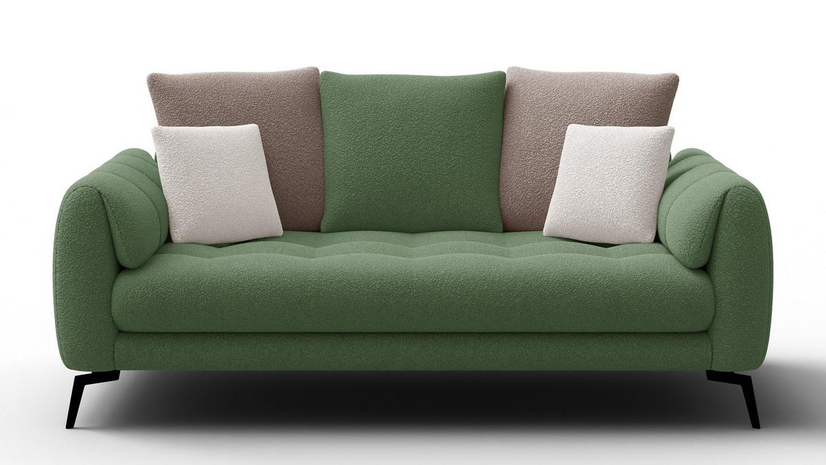 SOFA CALME 2,5-Sitzer, olive und beige - Schwarz/Olivgrün, Holz/Textil (199/92/108cm) - Wozimo