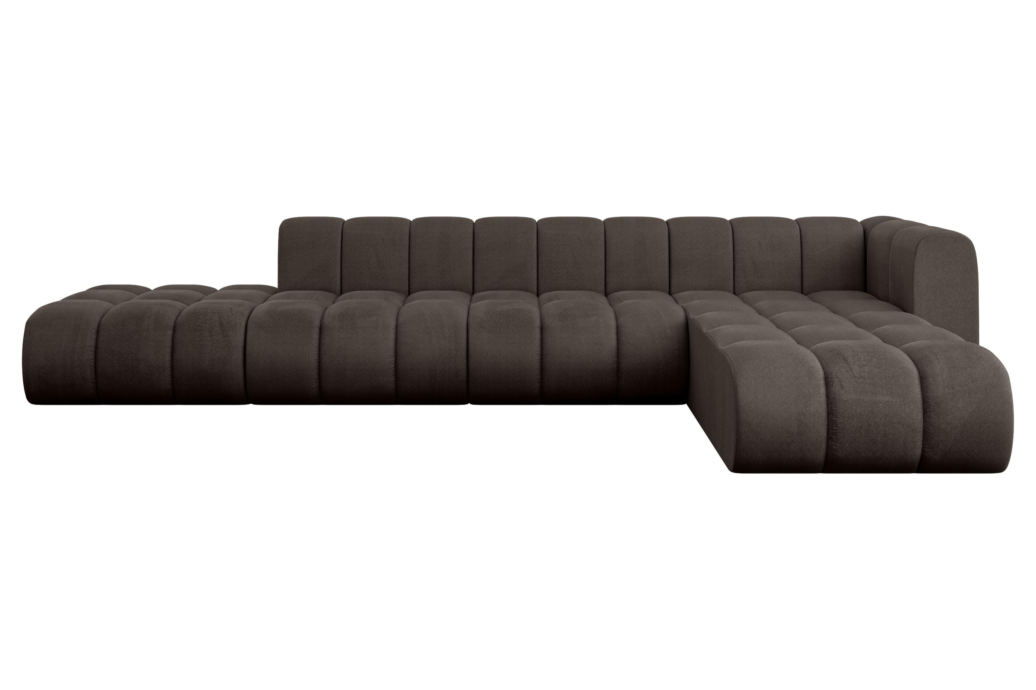 ECKSOFA modulares Sofa Zuvon-L2 - 387x177x70 cm Braun - Braun, Holzwerkstoff/Textil (387/177cm) - ALTDECOR