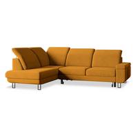 ECKSOFA LERMA R-S Gelb Velours-Stoff mit Schlaffunktion - Gelb/Silberfarben, Holz/Textil (253/190cm) - MASSENO