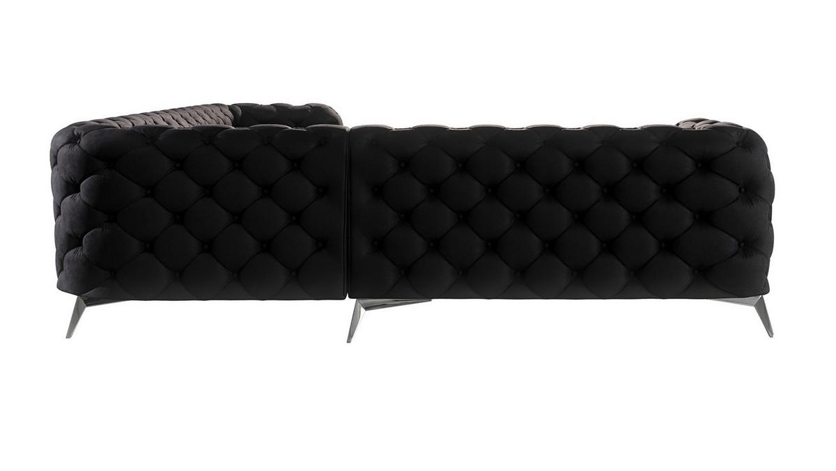 ECKSOFA Chesterfield Laura Schwarz Samt - Silberfarben/Schwarz, Holz/Textil (323/264cm) - S-Style Möbel